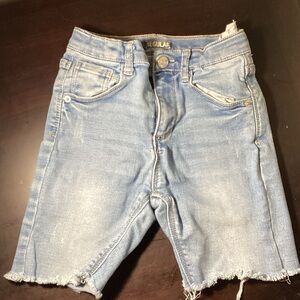 Zara Light Blue Distressed Denim Shorts